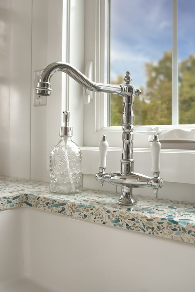 Vetrazzo-Floating-Blue-Recycled-Glass-Kitchen-Countertops-Sink-Faucet-Tiny-Home