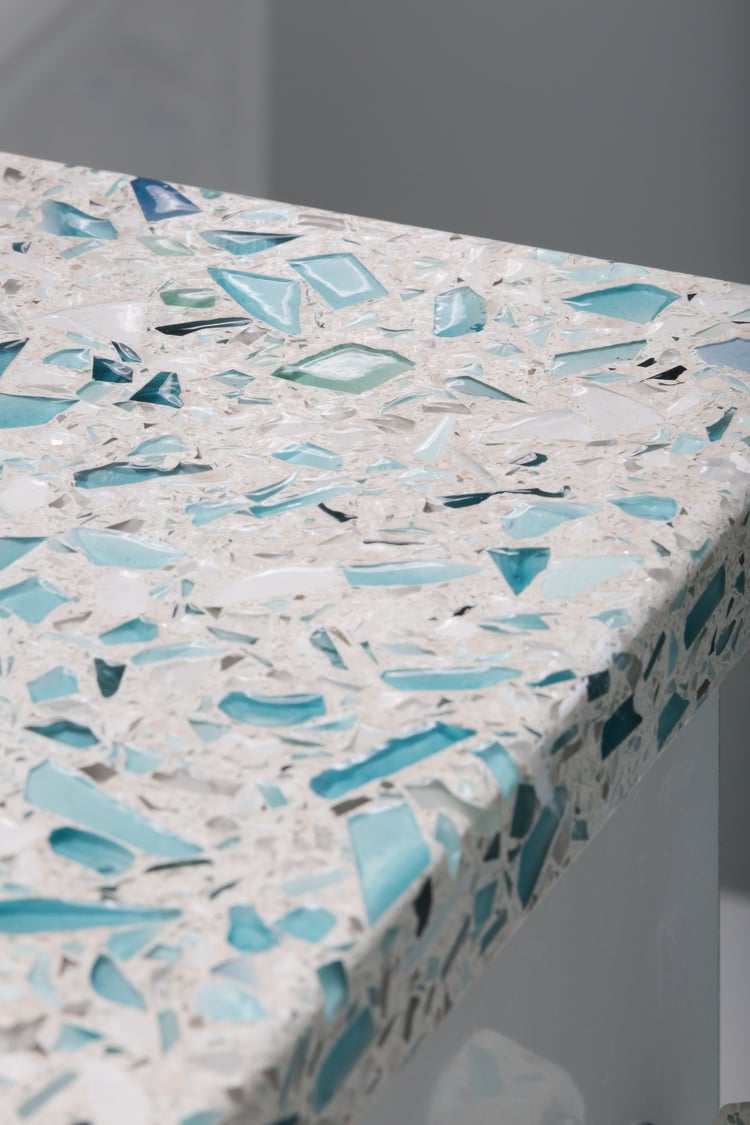 Introducing Sea Pearl The Crushed Gl Countertop With Feel Of Polycor Hires 186 1